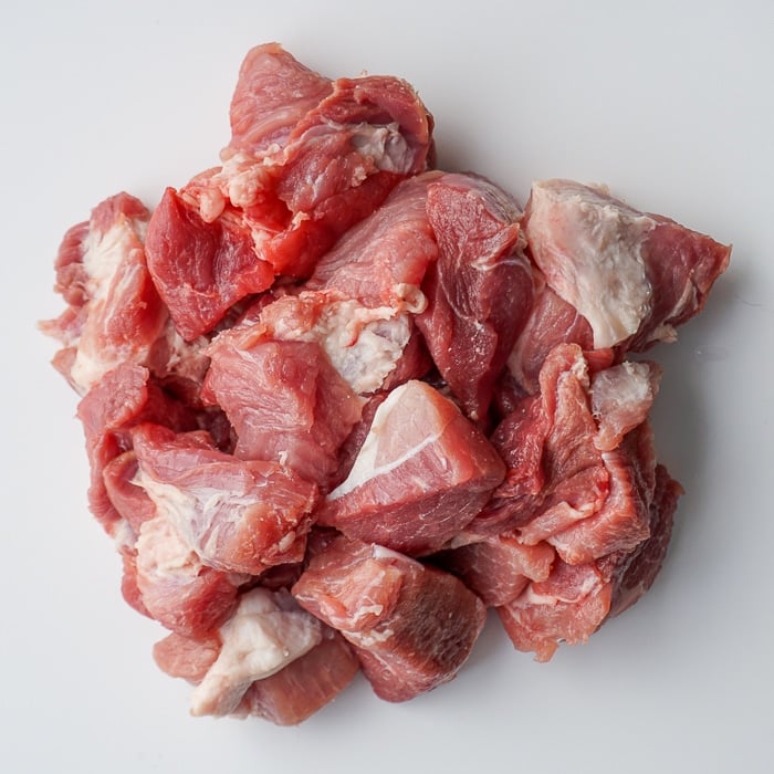 Pork Shoulder roast trimmed and cut into cubes
