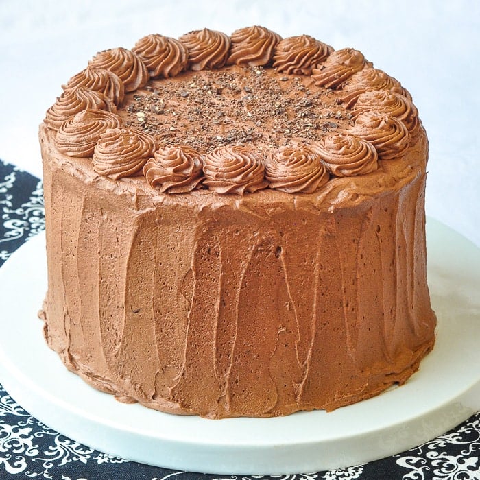 Triple Chocolate Truffle Cake photo of finished uncut cake