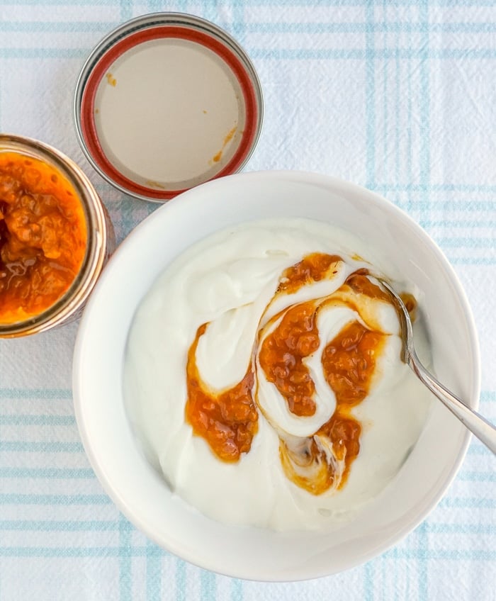 Bakeapple Jam swirled into plain yogurt