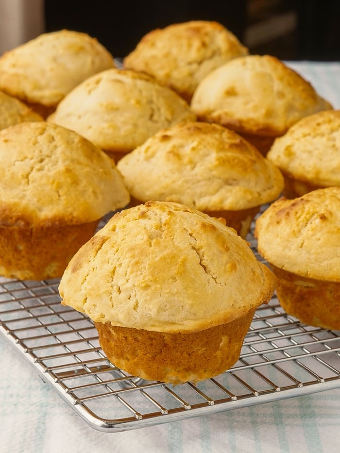 Biscuit Muffin Bread just out of the pan and cooling on a wire rack.