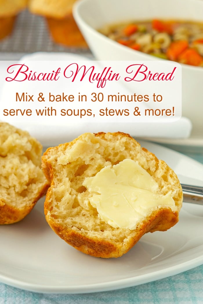 Biscuit Muffin Bread photo with title text for Pinterest