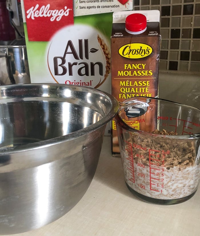 Core ingredients for Ultimate Bran Muffins, molasses and all bran.