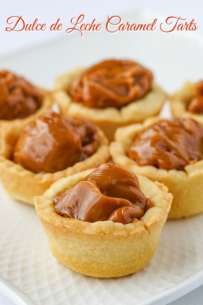 Dulce de Leche Caramel Tarts photo with title text for Pinterest