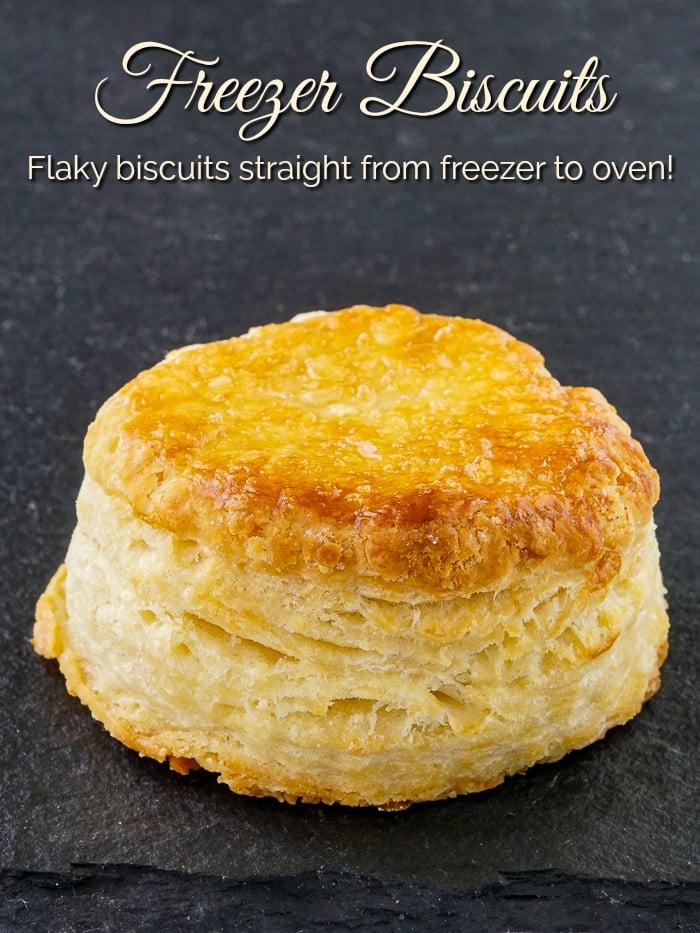 Freezer Biscuits photo with title text for Pinterest