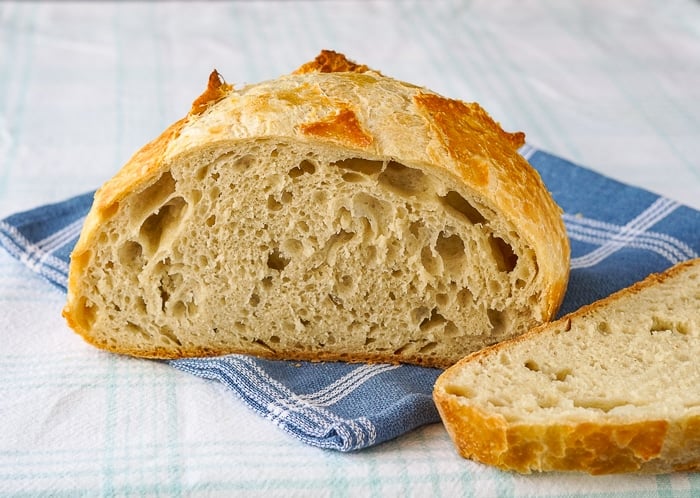 Freshly cut loaf using unbleached flour