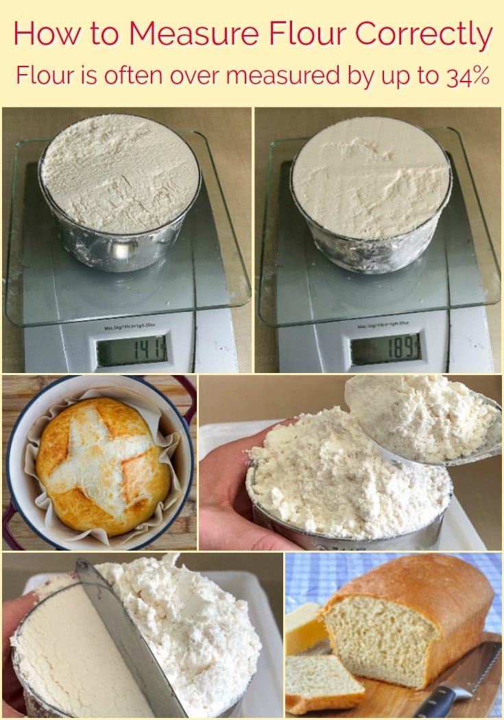 How to measure Flour Correctly photo collage with title text added for Pinterest