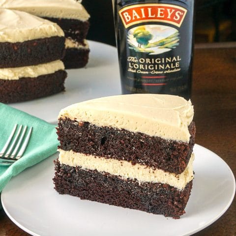 Irish Coffee Cake photo of a single slice on a white plate