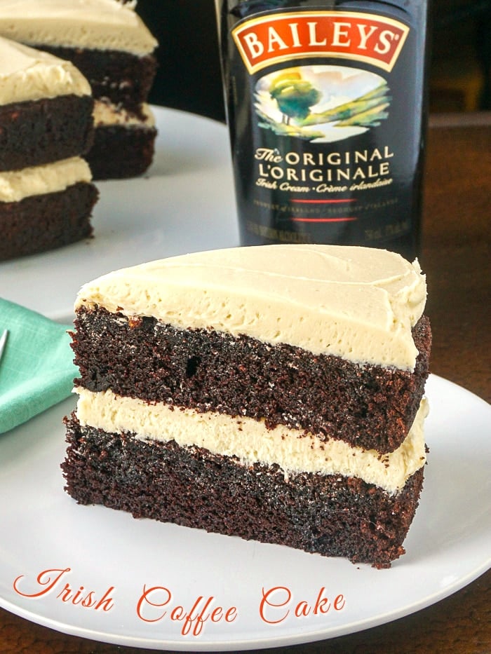 Irish Coffee Cake photo with title text for Pinterest