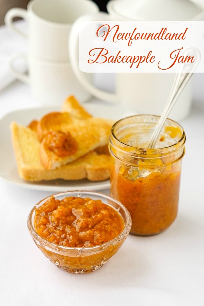 Newfoundland Bakeapple Jam photo with title text added for Pinterest