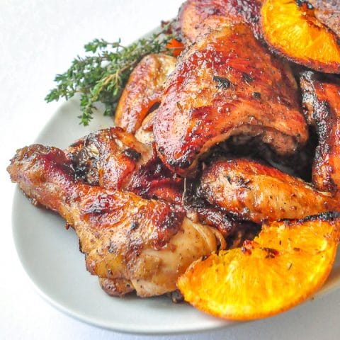 Orange Broiled Chicken close up square cropped photo for featured image