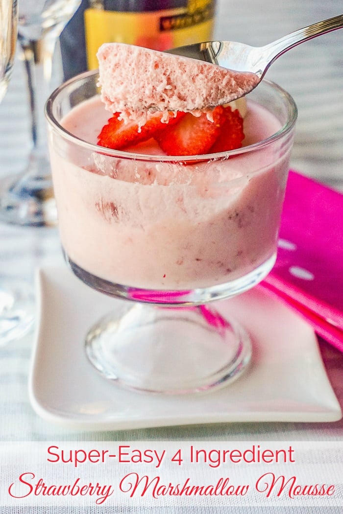 Strawberry Marshmallow Mousse photo with title text for Pinterest