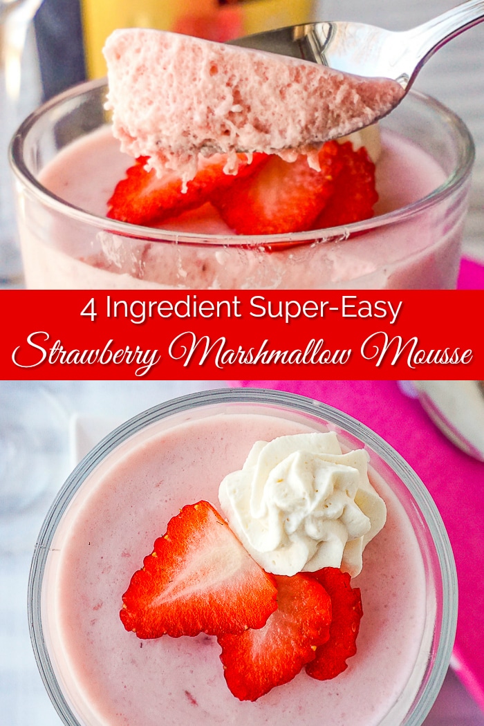 Strawberry Marshmallow Mousse 2 image photo collage with title text for Pinterest