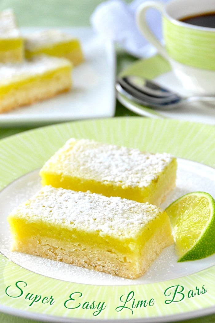 Super Easy Lime Bars photo with title text added for Pintertest