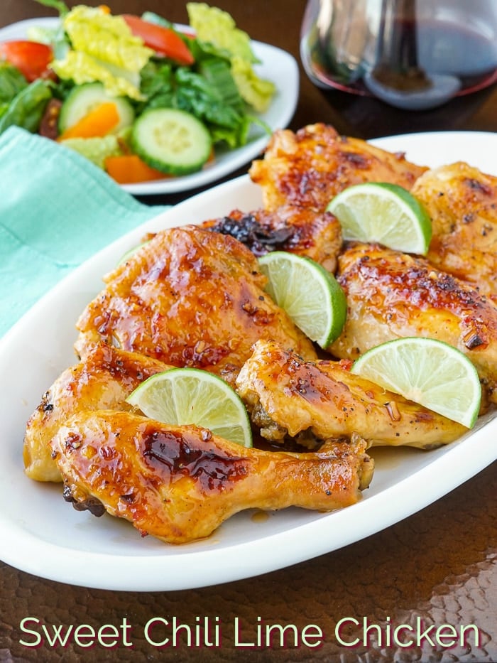 Sweet Chili Lime Chicken Photo with title text for Pinterest