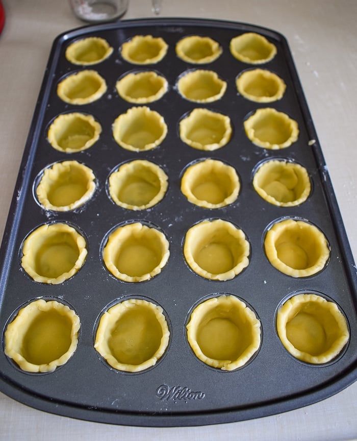 Sweet Shortcrust pastry tart shells ready for the oven.