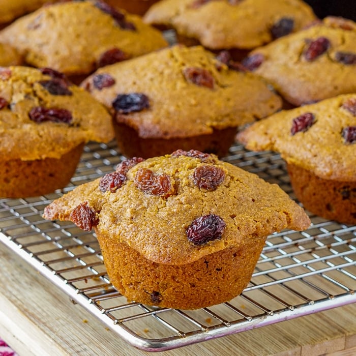 Ultimate Bran Muffins close up of muffins cooling on a wire rack