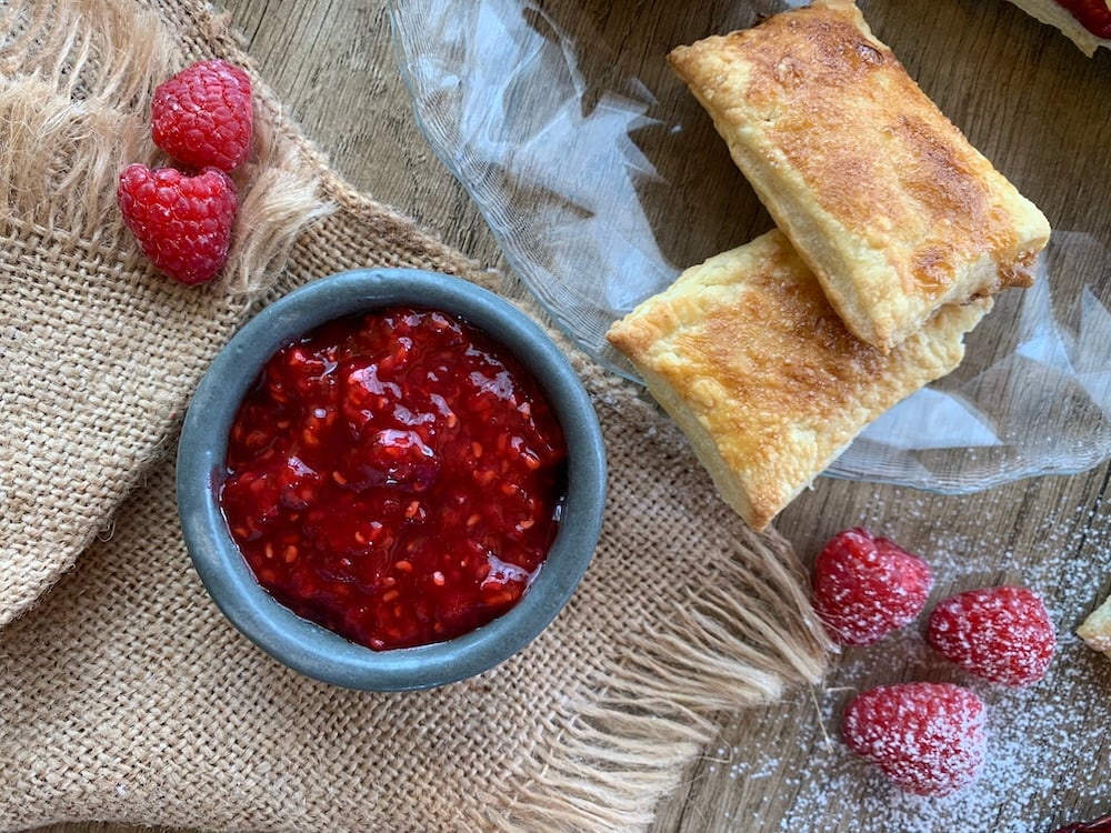 Raspberry compote for Homemade Flakies with raspberry compote