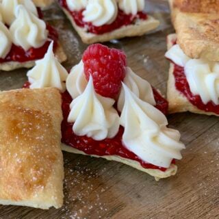 Homemade Flakies with raspberry compote finished photo