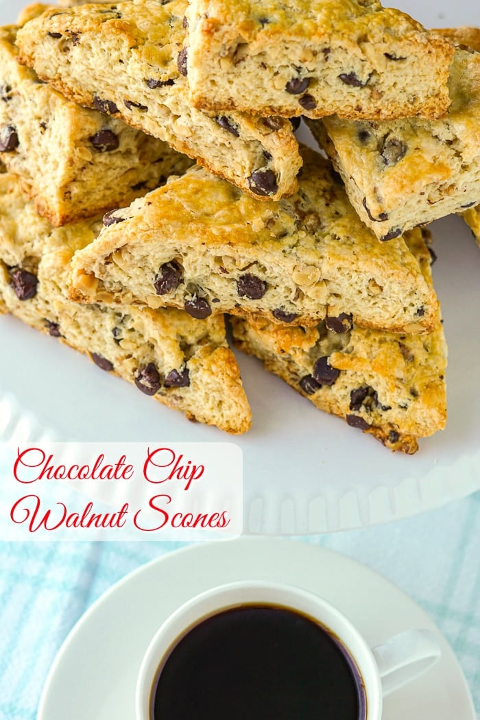 Chocolate Chip Walnut Scones photo with title text added fopr Pinterest