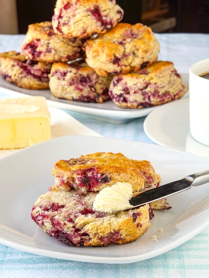 Cranberry Scones photo with coffee and butter in the background
