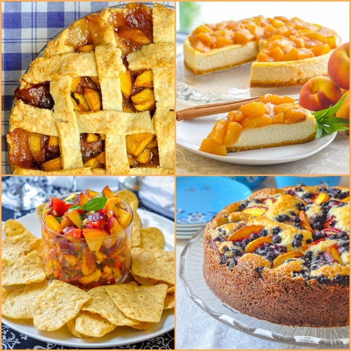 Best Peach Recipes 4 photo collage for featured image