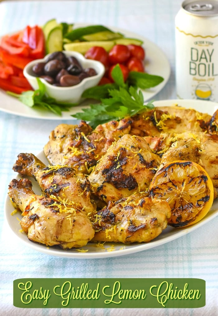 Grilled Lemon Chicken photo with title text added for Pinterest