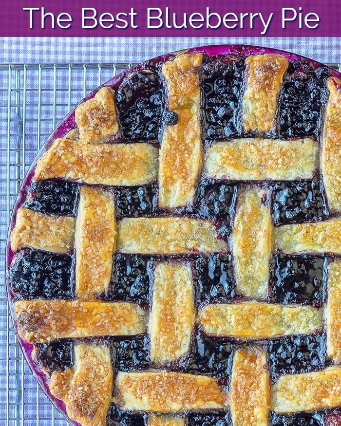 The best blueberry pie recipe with title text added for social media