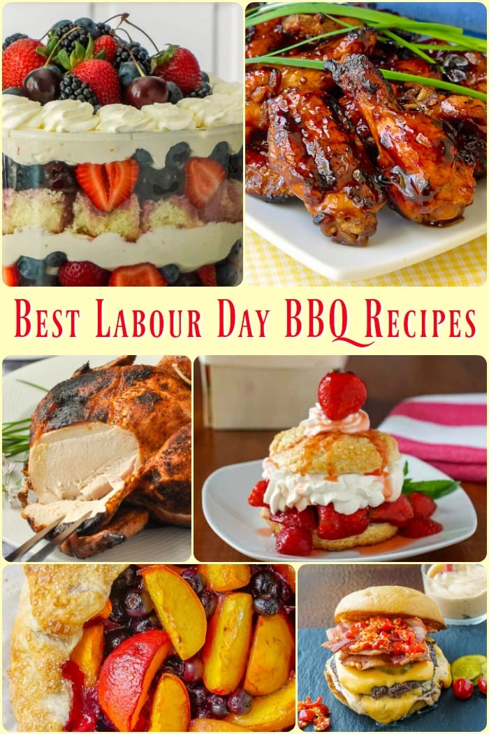 Labour Day Barbecue Recipes photo collage with title text added for Pinterest