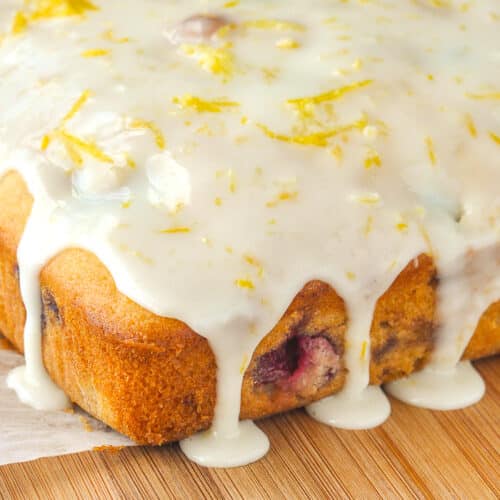 Lemon Drizzle Cake with Blueberries & Raspberries