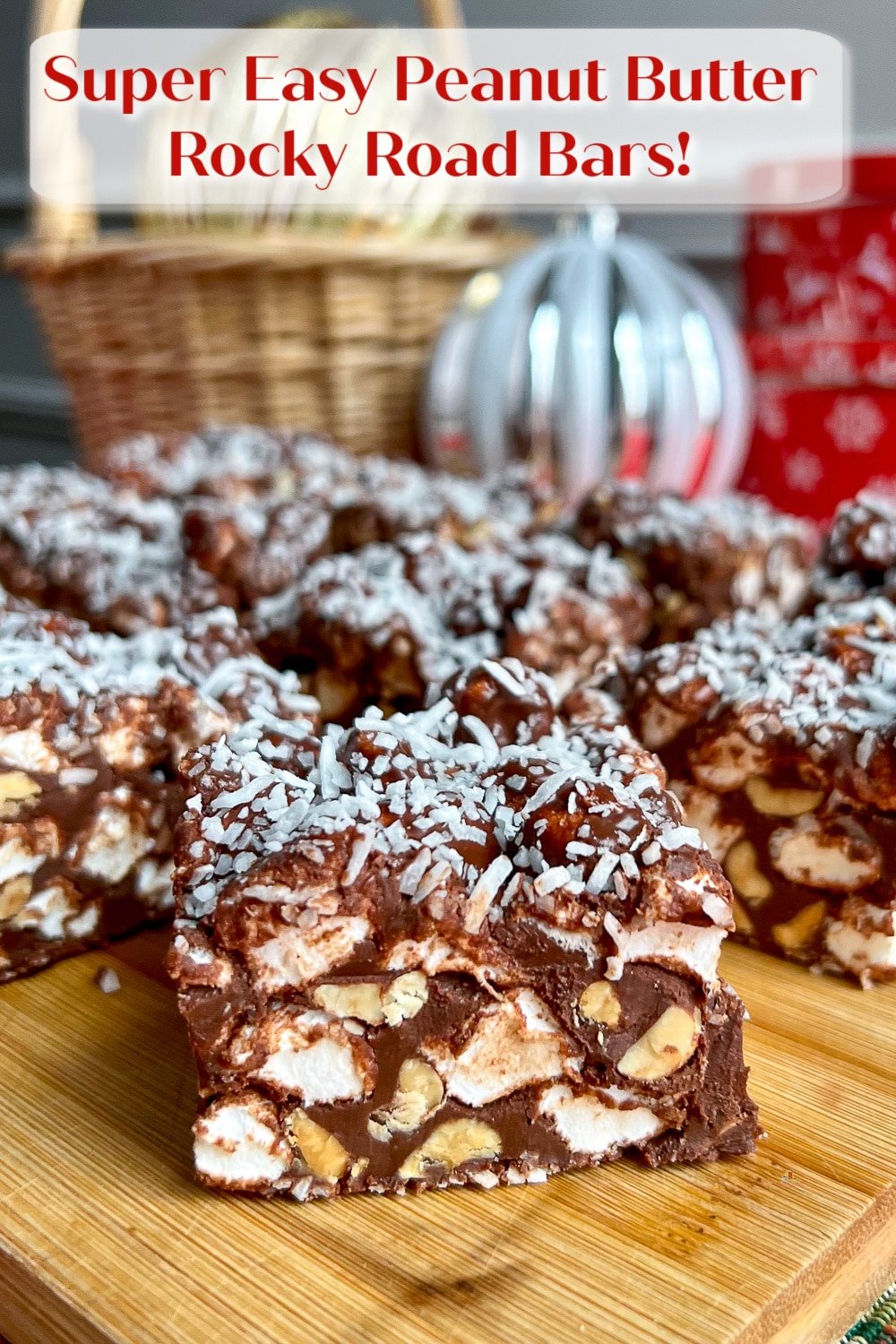 Peanut Butter Rocky Road Bars photo with title text added for Pinterest