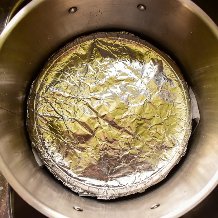 Place the completed pudding on a trivet in a large pot