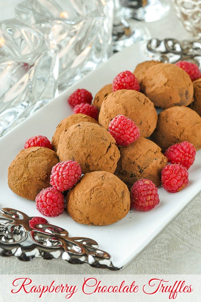 Raspberry Chocolate Truffles photo with title text added for Pinterest
