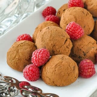 Raspberry Chocolate Truffles square cropped close up photo for featured image