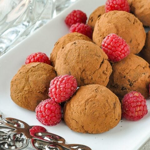 Raspberry Chocolate Truffles square cropped close up photo for featured image