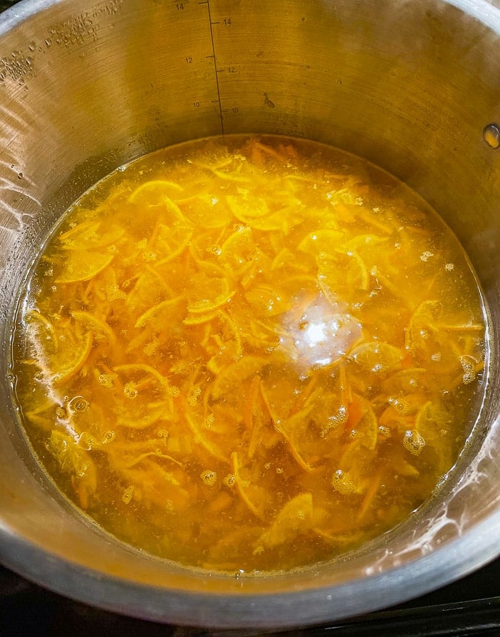 The clementine sugar and water mixture after being left overnight