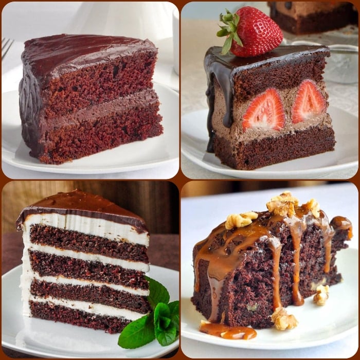 Best Chocolate Cake Recipes 4 photo collage for featured post image