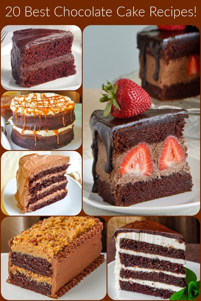 Best Chocolate Cake Recipes photo collage with title text added for Pintertest