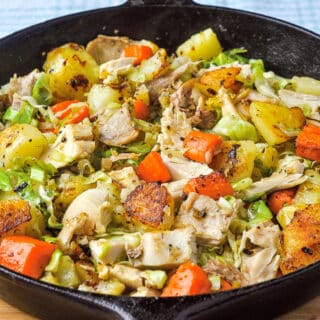 Bubble and Squeak photo of finished recipe in a cast iron skillet