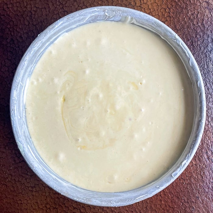 Condensed milk cake ready for the oven