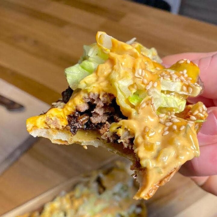 A bite taken out of Big Mac Potato Skins