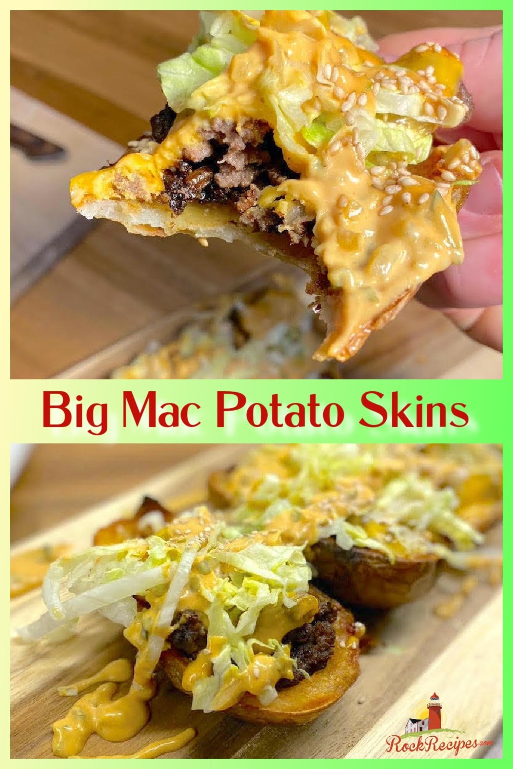 Big Mac Potato Skins photo collage for Pinterest