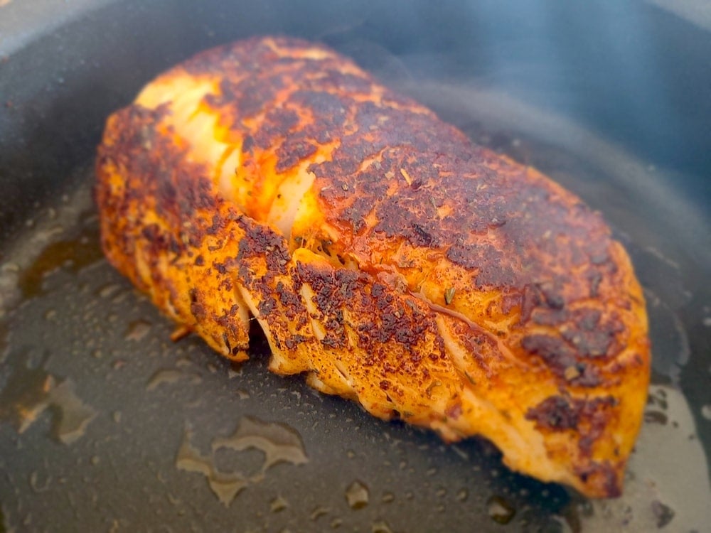 Blackening the cod