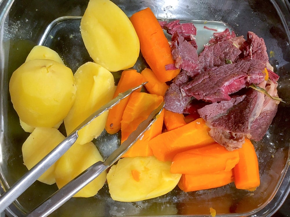 Salt meat with root vegetables. Jigg's dinner!