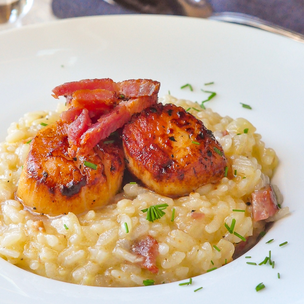 Scallop risotto with Fennel and bacon