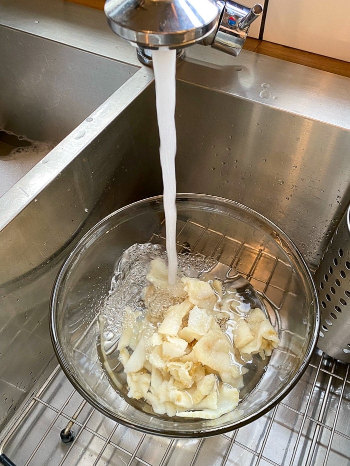 soaking the salt cod before cooking