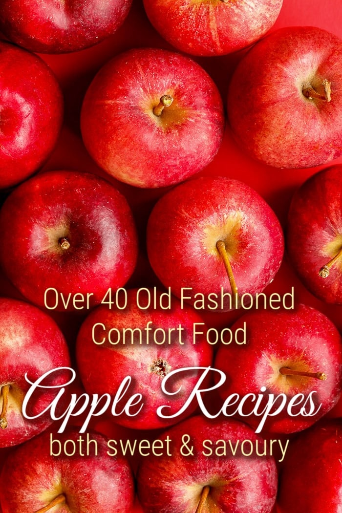 Red apples with text for best apple recipes roundup