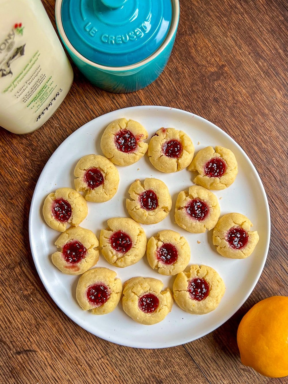 easy lemon thumbprint cookies plate