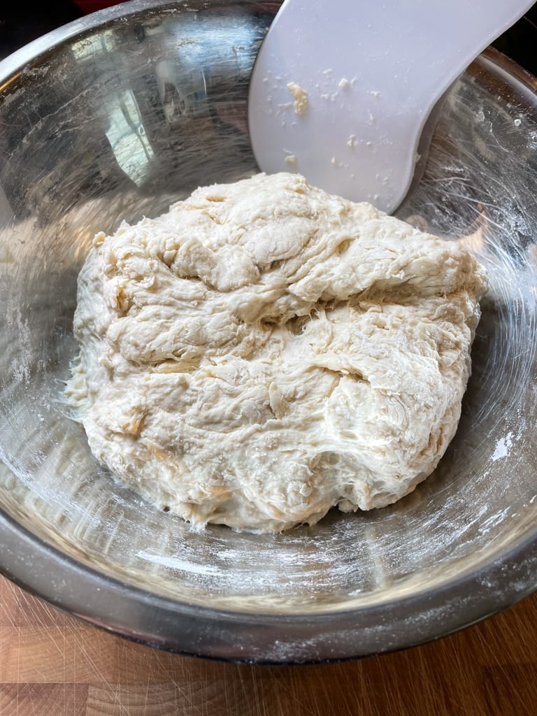 The dough after scraping the bowl.