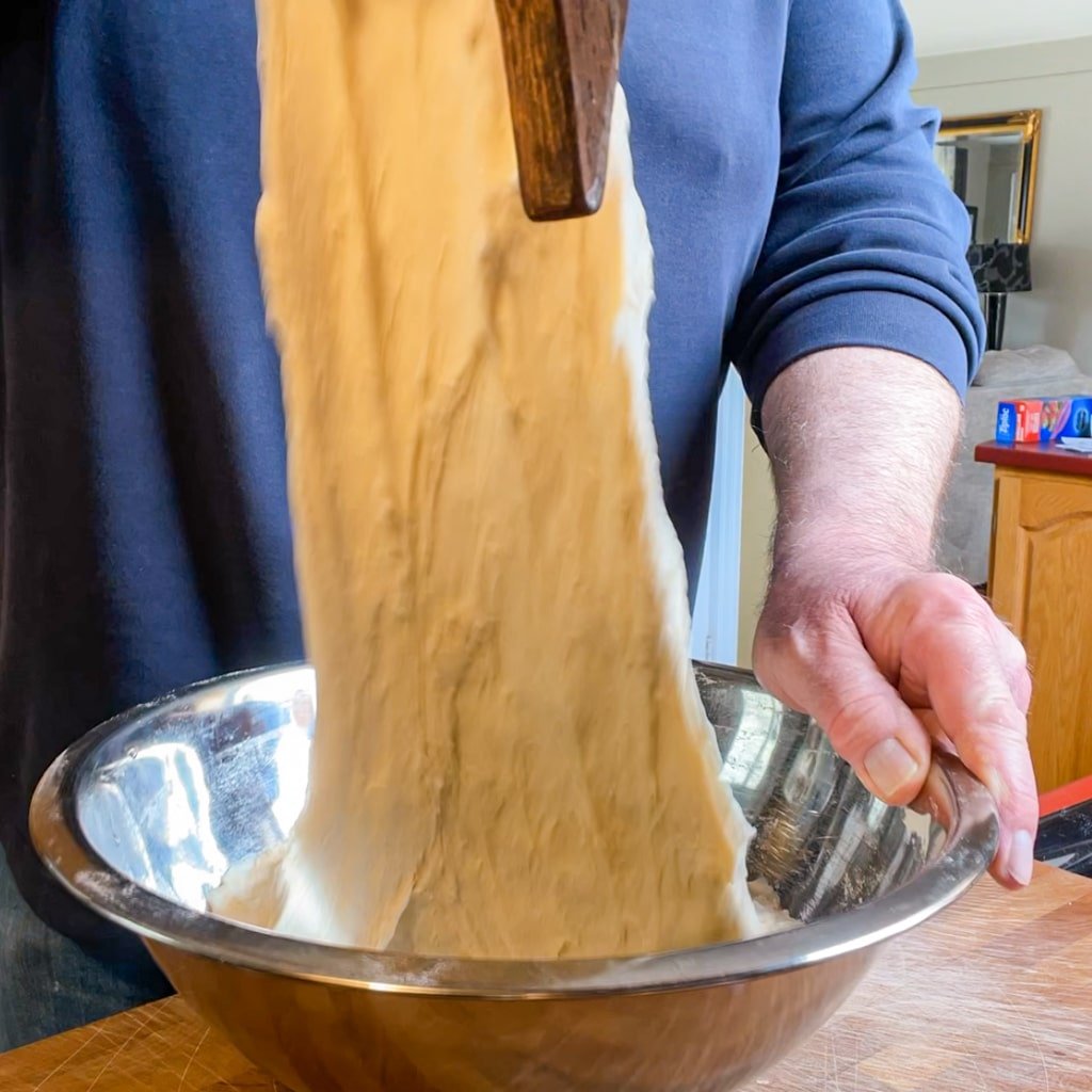 First stretch of dough.