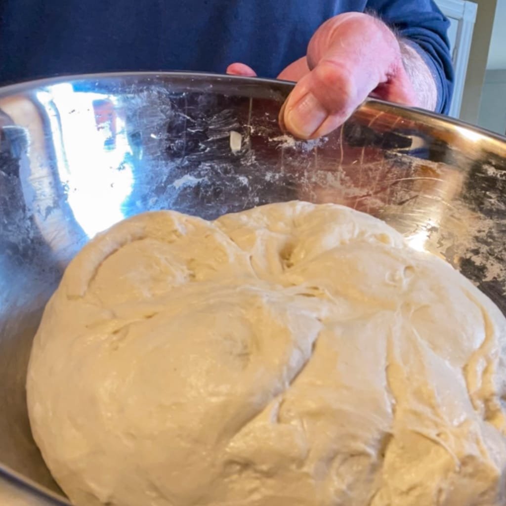 The dough after first folds are completed.